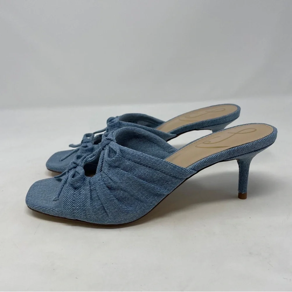 Sam Edelman Pia in Blue Denim Slip On Kitten Heel Sandals - NWT - Picture 10 of 13